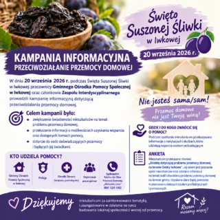 Kampania informacyjna przeciwdziałania przemocy domowej podczas Święta Suszonej Śliwki w Iwkowej